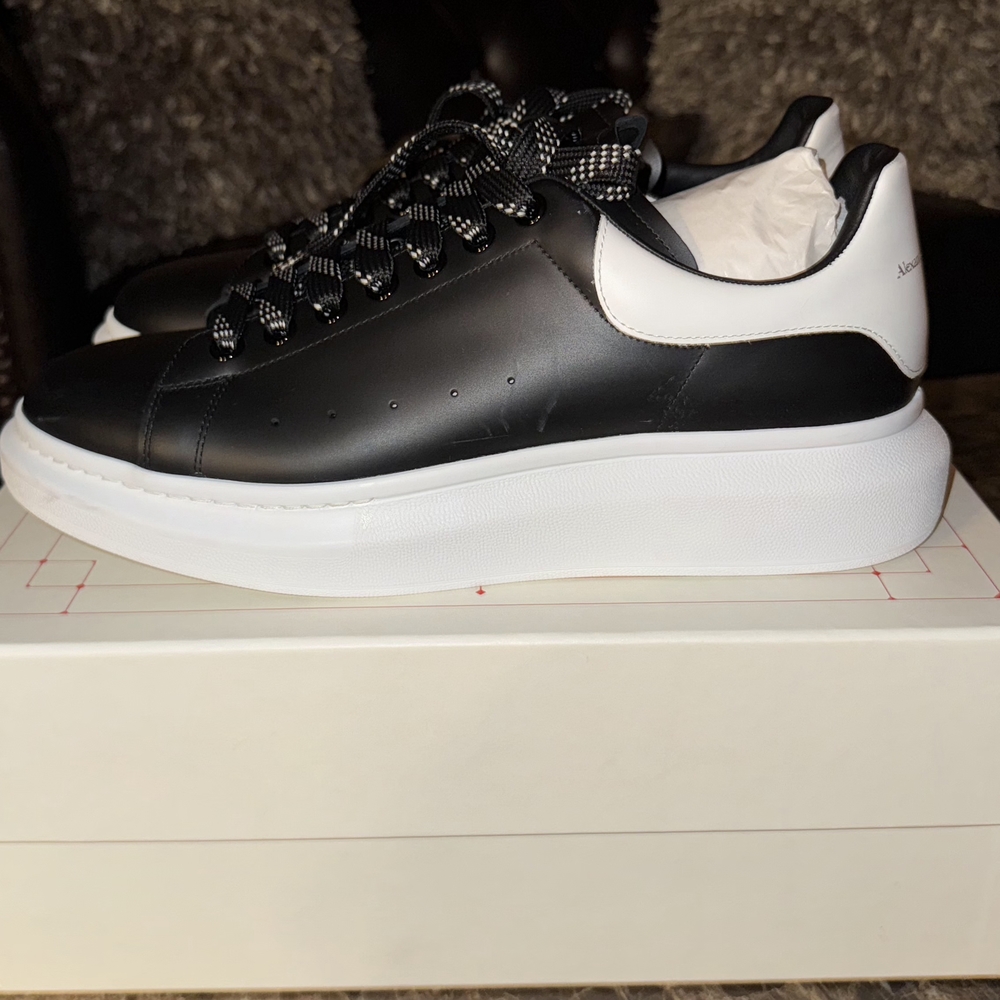 Alexander McQueen Black and White Sneakers with Platform Sole